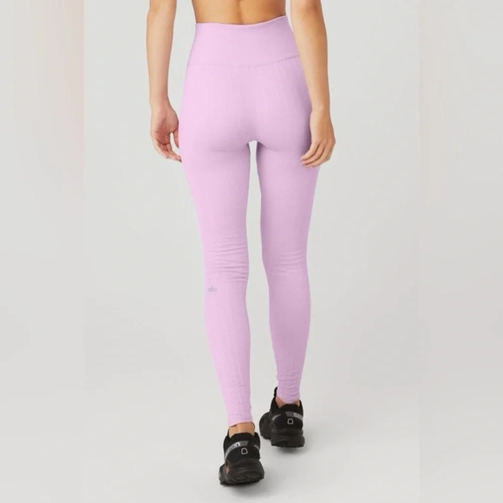 ALO Yoga Seamless Cable Knit High-Waist Legging Sugarplum Pink